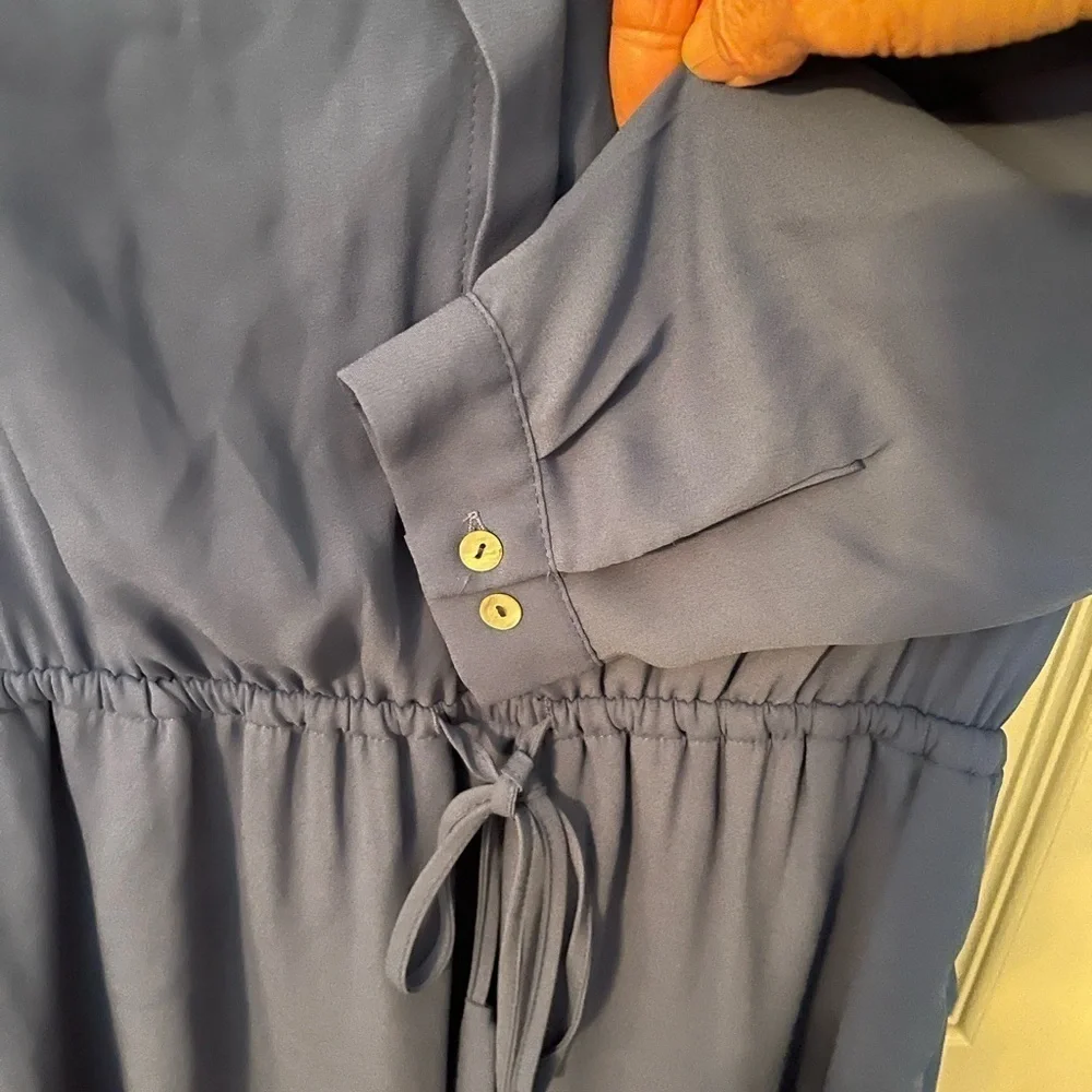 Daniel Rainn Navy Blue Dress Drawstring Waist 3/4 Sleeves - Picture 7 of 11